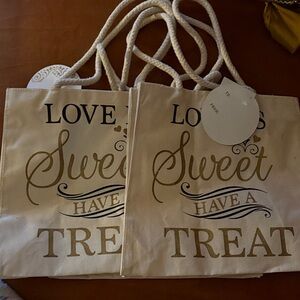 Canvas Tote Bag "Love is Sweet Have a Treat" - Cream with Gold Print